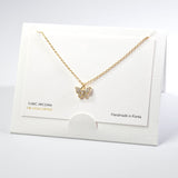 101556, 14K GOLD DIPPED, DAINTY BUTTERFLY CUBIC ZIRCONIA CHARM NECKLACE