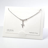 101557, 14K GOLD DIPPED, DAINTY CROSS CUBIC ZIRCONIA CHARM NECKLACE