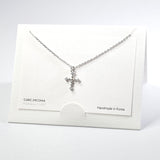 101559, 14K GOLD DIPPED, DAINTY CROSS CUBIC ZIRCONIA CHARM NECKLACE