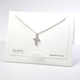101560, 14K GOLD DIPPED, DAINTY CROSS CUBIC ZIRCONIA CHARM NECKLACE