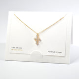 101560, 14K GOLD DIPPED, DAINTY CROSS CUBIC ZIRCONIA CHARM NECKLACE