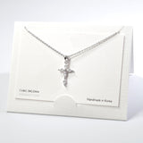 101561, 14K GOLD DIPPED, DAINTY CROSS CUBIC ZIRCONIA CHARM NECKLACE