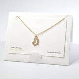101591, 14K GOLD DIPPED, CUTOUT HEART CUBIC ZIRCONIA CHARM NECKLACE