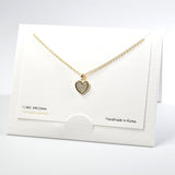 101592, 14K GOLD DIPPED, DAINTY HEART CUBIC ZIRCONIA CHARM NECKLACE
