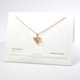 101593, 14K GOLD DIPPED, DAINTY BEE CUBIC ZIRCONIA CHARM NECKLACE