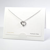 101594, 14K GOLD DIPPED, DAINTY HEART HALF CUBIC ZIRCONIA CHARM NECKLACE