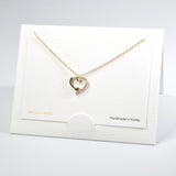 101594, 14K GOLD DIPPED, DAINTY HEART HALF CUBIC ZIRCONIA CHARM NECKLACE