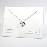 101595, 14K GOLD DIPPED, DAINTY HEAT HALF CUBIC ZIRCONIA CHARM NECKLACE