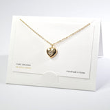 101596, 14K GOLD DIPPED, DAINTY HEART CUBIC ZIRCONIA CHARM NECKLACE