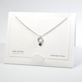 101600, 14K GOLD DIPPED, DAINTY HEART ROUND CUBIC ZIRCONIA CHARM NECKLACE