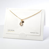 101601, 14K GOLD DIPPED, DAINTY TEARDROP CUBIC ZIRCONIA CHARM NECKLACE