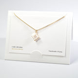 101603, 14K GOLD DIPPED, DAINTY FLOWER CUBIC ZIRCONIA CHARM NECKLACE