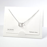 101605, 14K GOLD DIPPED, DAINTY CLOVER CUBIC ZIRCONIA NECKLACE