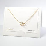 101605, 14K GOLD DIPPED, DAINTY CLOVER CUBIC ZIRCONIA NECKLACE