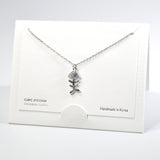 101606, 14K GOLD DIPPED, DAINTY FISH BONE CUBIC ZIRCONIA NECKLACE