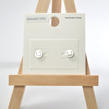 101632, SMILE HAPPY FACE STAINLESS STEEL STUD EARRING