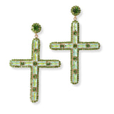 101634, CROSS RHINESTONE DANGLE EARRING