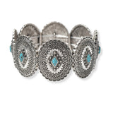 101650, WESTERN OVAL TURQUOISE STONE STRETCH BRACELET