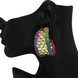 101678, TEXTURED CRYSTAL RHINESTONE ACCENT EARRING