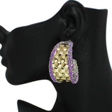 101678, TEXTURED CRYSTAL RHINESTONE ACCENT EARRING