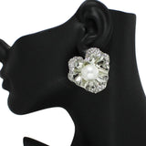 101680, PEARL FLOWER CRYSTAL RHINESTONE EARRING