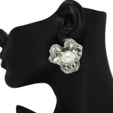 101680, PEARL FLOWER CRYSTAL RHINESTONE EARRING