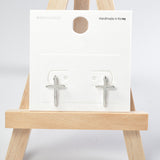 101690, 14K GOLD DIPPED, CROSS STUD EARRING