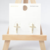 101690, 14K GOLD DIPPED, CROSS STUD EARRING