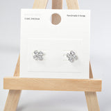 101691, 14K GOLD DIPPED, DAINTY FLOWER CUBIC ZIRCONIA STUD EARRING