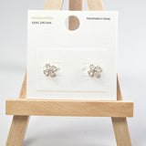 101691, 14K GOLD DIPPED, DAINTY FLOWER CUBIC ZIRCONIA STUD EARRING