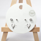 101694, 14K GOLD DIPPED, HEART STUD EARRING SET
