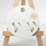 101694, 14K GOLD DIPPED, HEART STUD EARRING SET