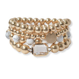 101970, SEMI PRECIOUS STONE MULTI LAYERED BEADED STRETCH BRACELET