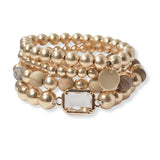 101970, SEMI PRECIOUS STONE MULTI LAYERED BEADED STRETCH BRACELET