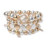 101972, CLOVER MULTI LAYERED BEADED STRETCH BRACELET