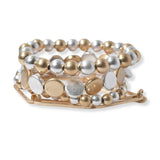 101973, GEOMETRIC MULTI LAYERED BEADED STRETCH BRACELET