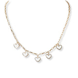 101987, DAINTY MULTI HEART CHARM NECKLACE