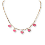 101987, DAINTY MULTI HEART CHARM NECKLACE
