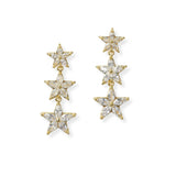 101998, GOLD DIPPED, STAR CUBIC ZIRCONIA DROP DANGLE EARRING