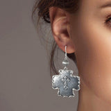 102008, WESTERN CROSS ENGRAVED METAL DANGLE EARRING