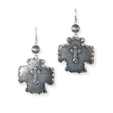 102008, WESTERN CROSS ENGRAVED METAL DANGLE EARRING