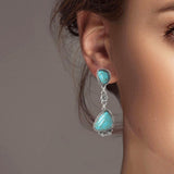 102012, WESTERN TURQUOISE STONE DANGLE EARRING