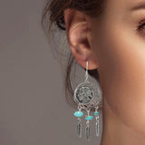 102013, WESTERN INDIAN CHIEF COIN LEAF TASSEL EARRING