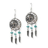 102013, WESTERN BUFFALO COIN LEAF TASSEL EARRING