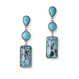 102014, WESTERN GEOMETRIC TURQUOISE STONE DANGLE EARRING