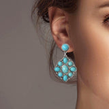 102015, WESTERN TURQUOISE STONE DANGLE EARRING