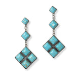 102017, WESTERN DIAMOND TURQUOISE STONE DANGLE EARRING