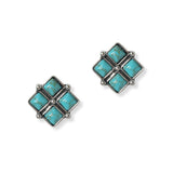 102019, WESTERN DIAMOND TURQUOISE STONE EARRING