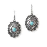 102020, WESTERN CONCHO DANGLE EARRING