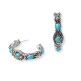 102026, WESTERN TURQUOISE STONE HOOP EARRING